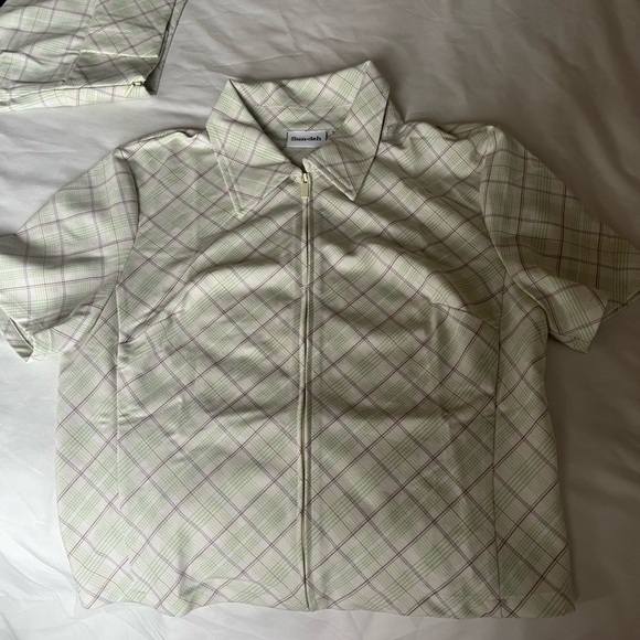 Aritzia Plaid Zip-Up Dress - Cream and Pink - Picture 2 of 7